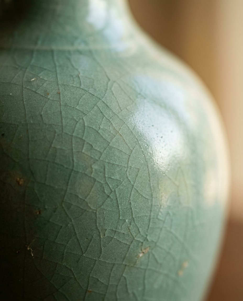Chinese porcelain forms in celadon light
