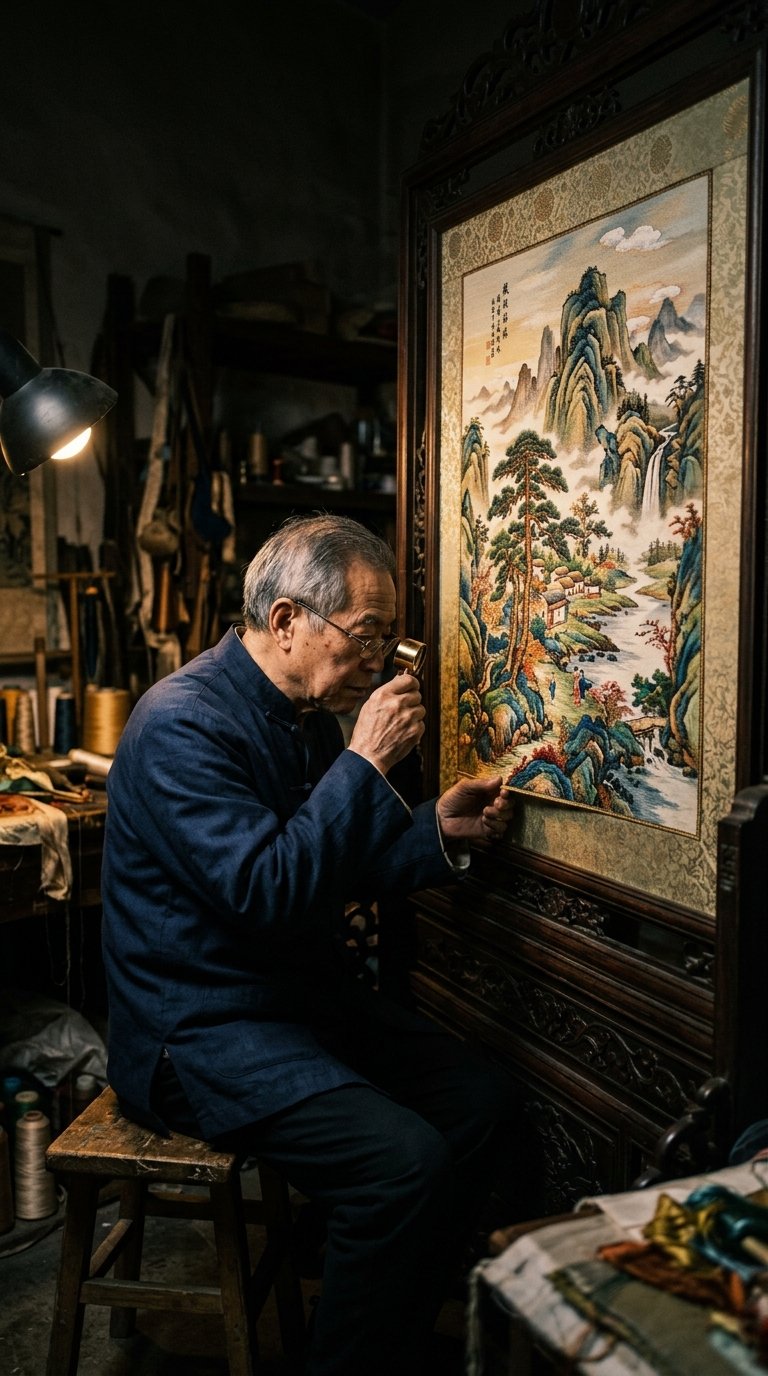 Kesi silk tapestry artwork