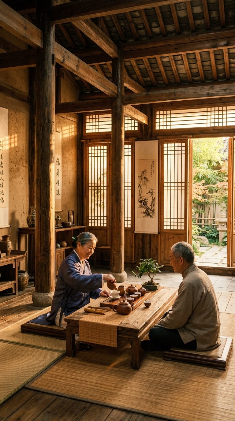 Chinese tea setting and living tradition